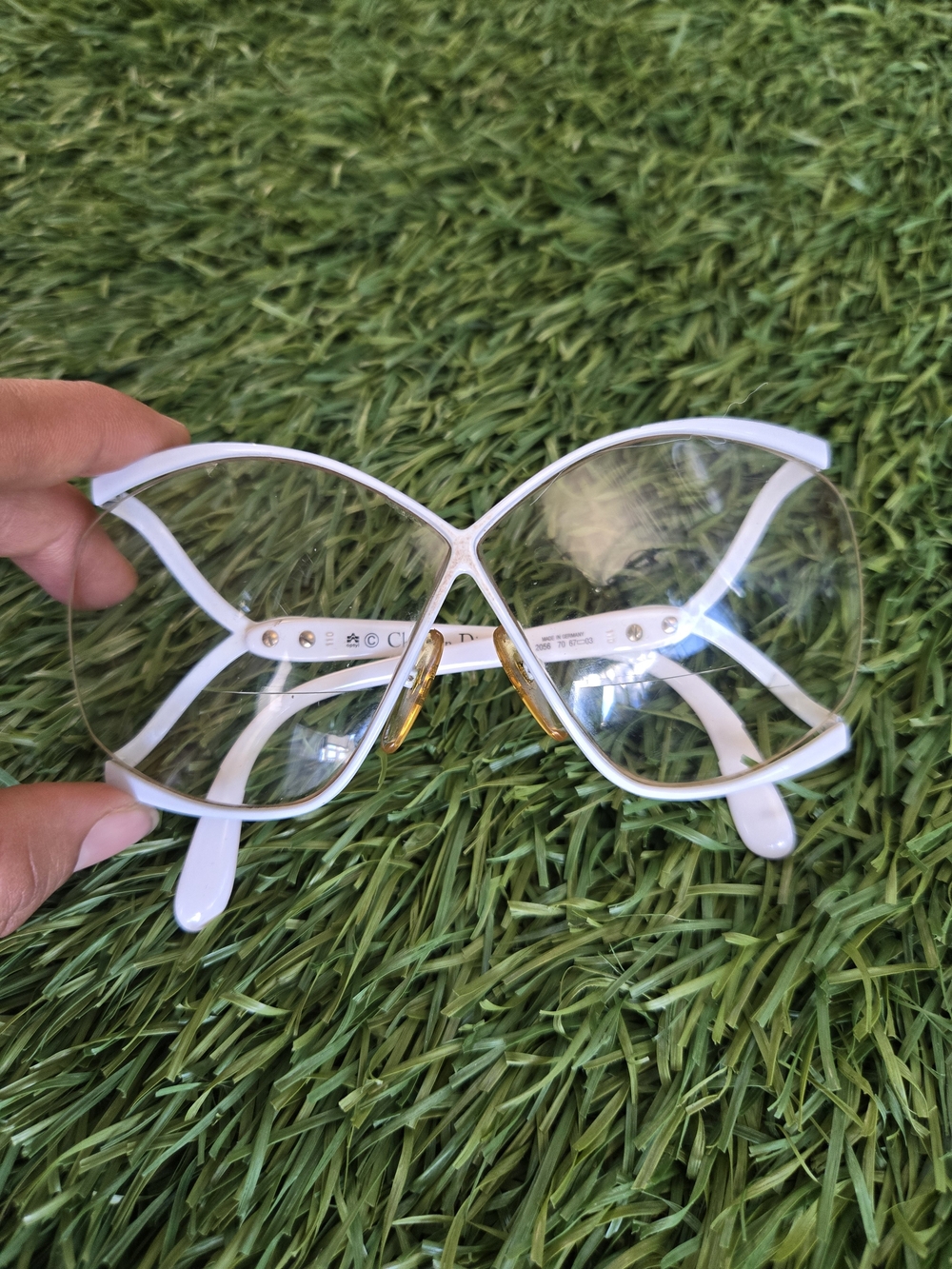 Vintage 1980s Christian Dior 2056 70 White Butterfly Sunglasses Frames Only